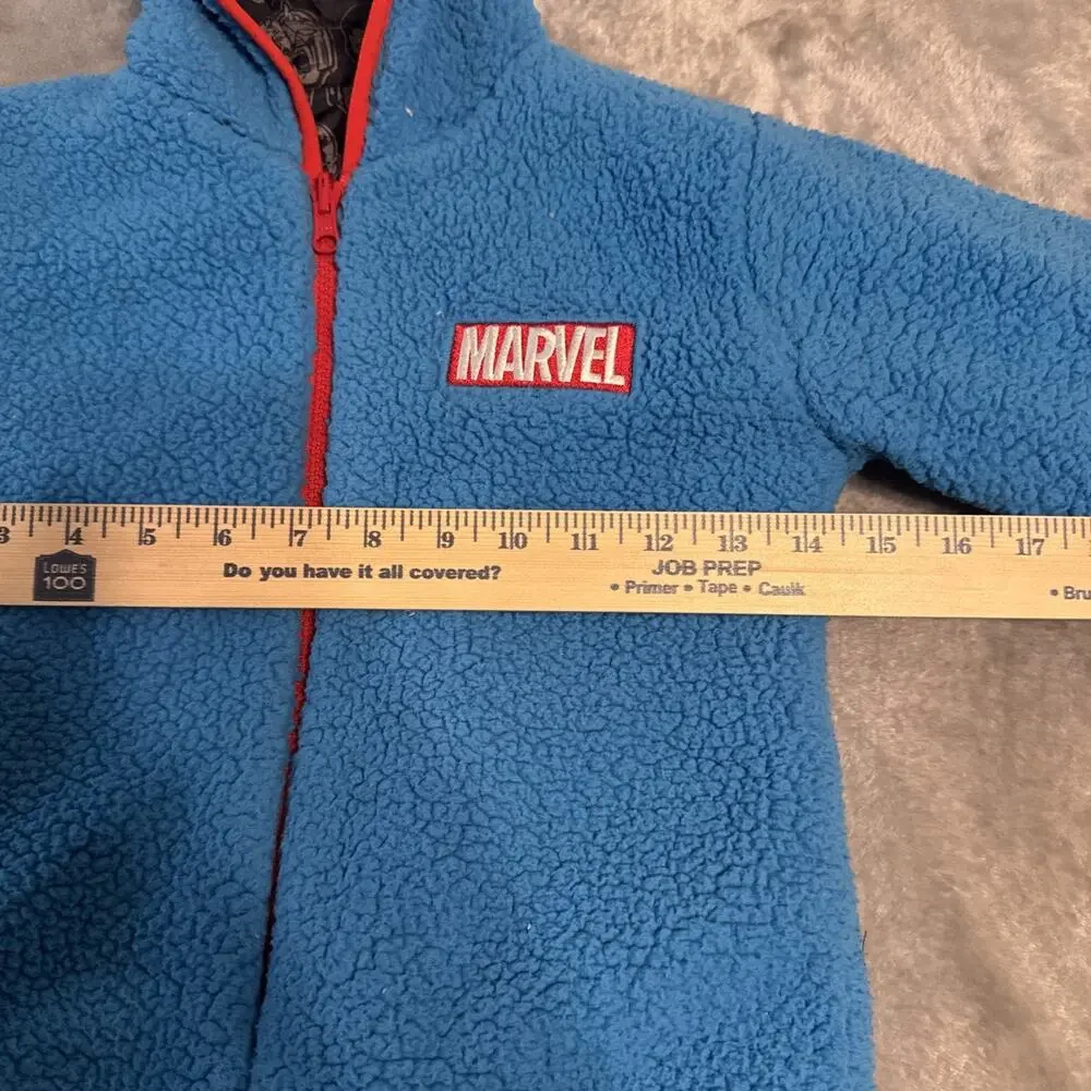 Youth Medium Reversible Jacket Multicolor Marvel Sherpa Hooded Size 6/7